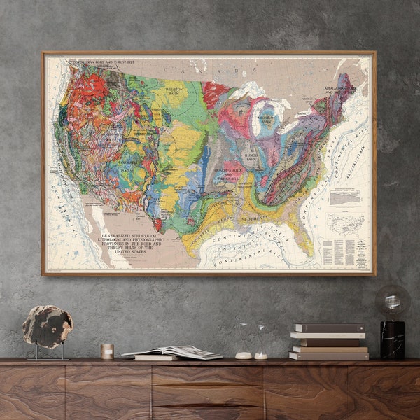 Large United States Map Poster - Etsy