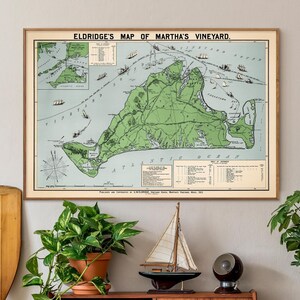 Martha's Vineyard - impression de carte vintage, art mural, cadeau pour la maison