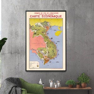Carte de chasse et de pêche du Vietnam| Carte illustrée| Cadeaux chasseur| Poster de chasse vintage