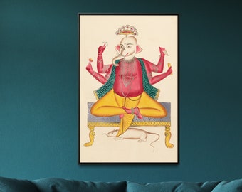 Ganesha Vintage Print| Hindu God Painting| Ganesha Wall Art| Indian Home Decor Gift