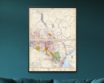 Kenya Hunting Map Print: 1965 Vintage Wall Art