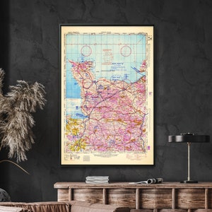 Normandie Feldzug: D-Day Folgen - Vintage WW2 Map Print, Militär Wand Kunst Geschenk