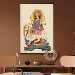 Durga Art Print| Durga Painting| Hindu God Wall Decor| Indian Gift| Hindu Home Decor