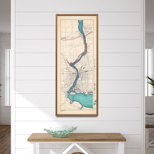 Niagara Gorge Vintage Karte Drucken | Niagara Fluss & Falls Poster | Hohe und schmale Wandkunst