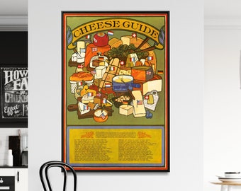 Vintage Cheese Guide Poster: 1970s Kitchen Wall Art