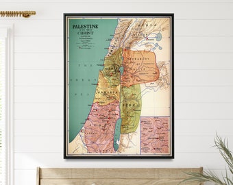 Vintage Palästina Karte Print: Biblisches Israel, Evangelien Wandkunst