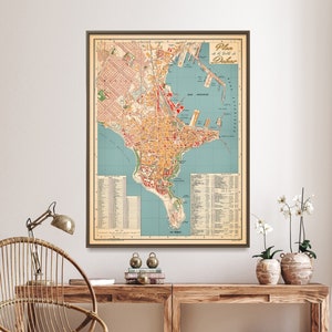 Carte vintage de Dakar, Sénégal | Grande carte, affiche d'art mural, cadeau pour la maison