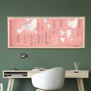 Nukleare Pflanzen Vintage Weltkarte Print, Atomkraft Karte Poster, Nuklearanlagen Wand Kunst Karte