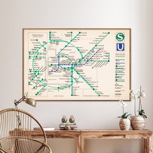 Vintage East Berlin Subway Map Print: Cold War Era Wall Art