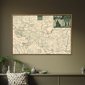 The Empire of Iran Map| Ancient Map of Iran| Iran History Print| Large Vintage Map Wall Art