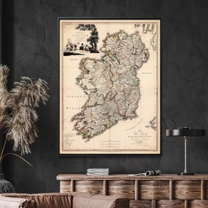 Irland bürgerlich und kirchlich | Vintage Karte Drucken | Katholische Geschichtskarte Poster | Irisches Wand Kunst Haus Geschenk