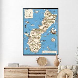 Vintage Guam Map Print, Guam Poster Gift, Large Map Wall Art