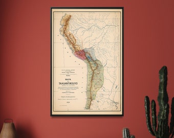 Vintage Inca Empire Map Print: Peru Wall Art (1926)