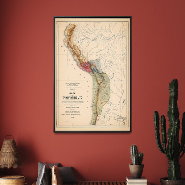 Inca Empire Vintage Map Print| Inca Map Poster| Peru Wall Art Home Gift