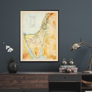Guerra dei sei giorni in Israele: l'avanzata delle IDF - Stampa di mappa d'epoca, decorazione murale della guerra di giugno, regalo militare