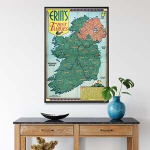 Affiche vintage d'Irlande | Décoration d'intérieur Irlande| Décoration murale nom de famille irlandaise| Cadeaux verts pour l'Irlande