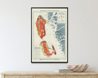 Greenland Vintage Fishing Map Print| Vintage Shoals of Fish Map Poster| Fisherman Wall Art Gift