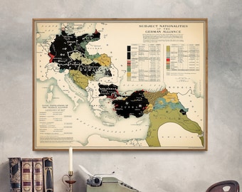 1914 年のヨーロッパの軍事戦域の地図 - Etsy 日本