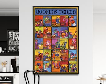 Vintage Cooking Kitchen Wall Art Print| Restaurant Art Decor| Cooking Large Poster