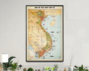 Old Vietnam Map| Vietnam Art| Vietnam Poster| Vintage Map Print