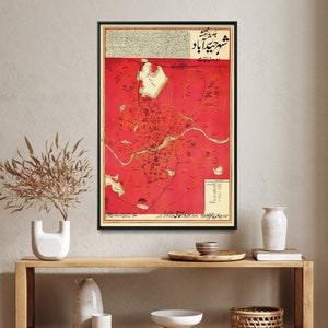 Impresión de mapa antiguo de Hyderabad, póster de mapa antiguo de Andhra Pradesh, India, arte mural indio, regalo para el hogar