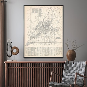 Santa Fe, Nouveau-Mexique 1964| Impression de carte vintage| Grande affiche de carte de Santa Fe| Page d'accueil Cadeau Art mural
