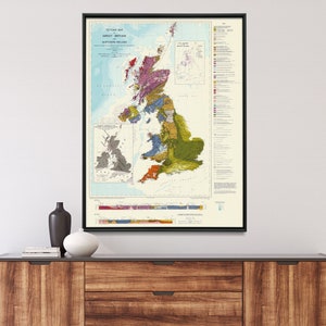 Großbritannien und Nordirland Tektonische Karte| Geologische Karte| Geologie Karte Poster | Geologische Kunst