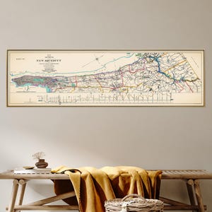 Central Park Aquaduct naar Croton Dam - vintage kaartprint, lange en smalle muurkunst cadeau voor thuis