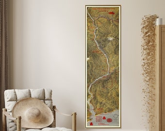 Columbia River Vintage Map Print| Tall & Narrow Poster| Wall Art Home Gift