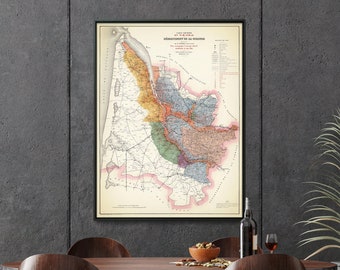 Wine Map of Bordeaux| Bordeaux Wine Map| Bordeaux France Region| Dining Room Decor| Wine Print