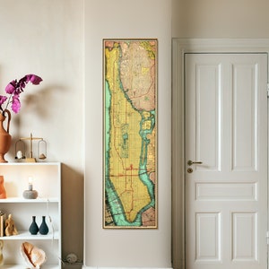 New York Tall & Narrow Vintage Map Print | Manhattan Subway Map Poster| New York City Wall Art Home Gift