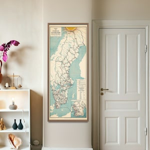 Sweden Vintage Map Print| Tall & Narrow Poster Map| Swedish Wall Art Home Gift