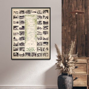 Stampa mappa vintage delle cantine vinicole di Napa Valley/Poster del vino della California/Arte murale regalo per la casa