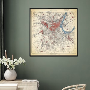 Agra Vintage Map Print| Agra Uttar Pradesh India Map Poster| Indian Wall Decor Home Gift