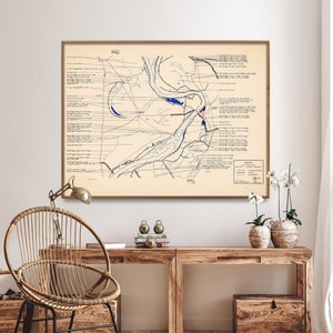 Mappa della campagna d&#39;epoca del fiume Reno della Seconda Guerra Mondiale/Poster della mappa del fronte tedesco/Regalo di arte murale militare