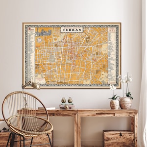 Iran: Downtown Tehran - Vintage Map Print, Iranian Wall Art Home Gift