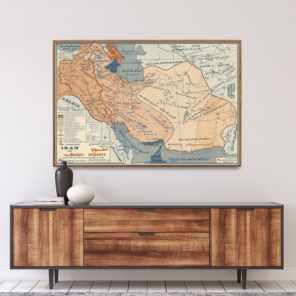 Iran Empire Vintage Map Print, Historische Safavid-dynastie Iran Poster, Iraanse Wall Art Home Gift