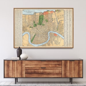 Stampa mappa vintage di New Orleans/Poster mappa stradale/Arte murale regalo per la casa