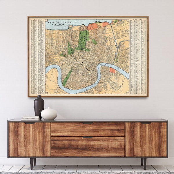 New Orleans Vintage Map Print| Street Map Poster| Wall Art Home Gift