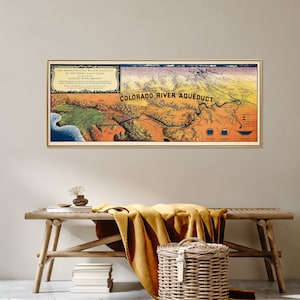 Colorado River Aquädukt - Vintage Karte Druck, lang & schmal Wandkunst