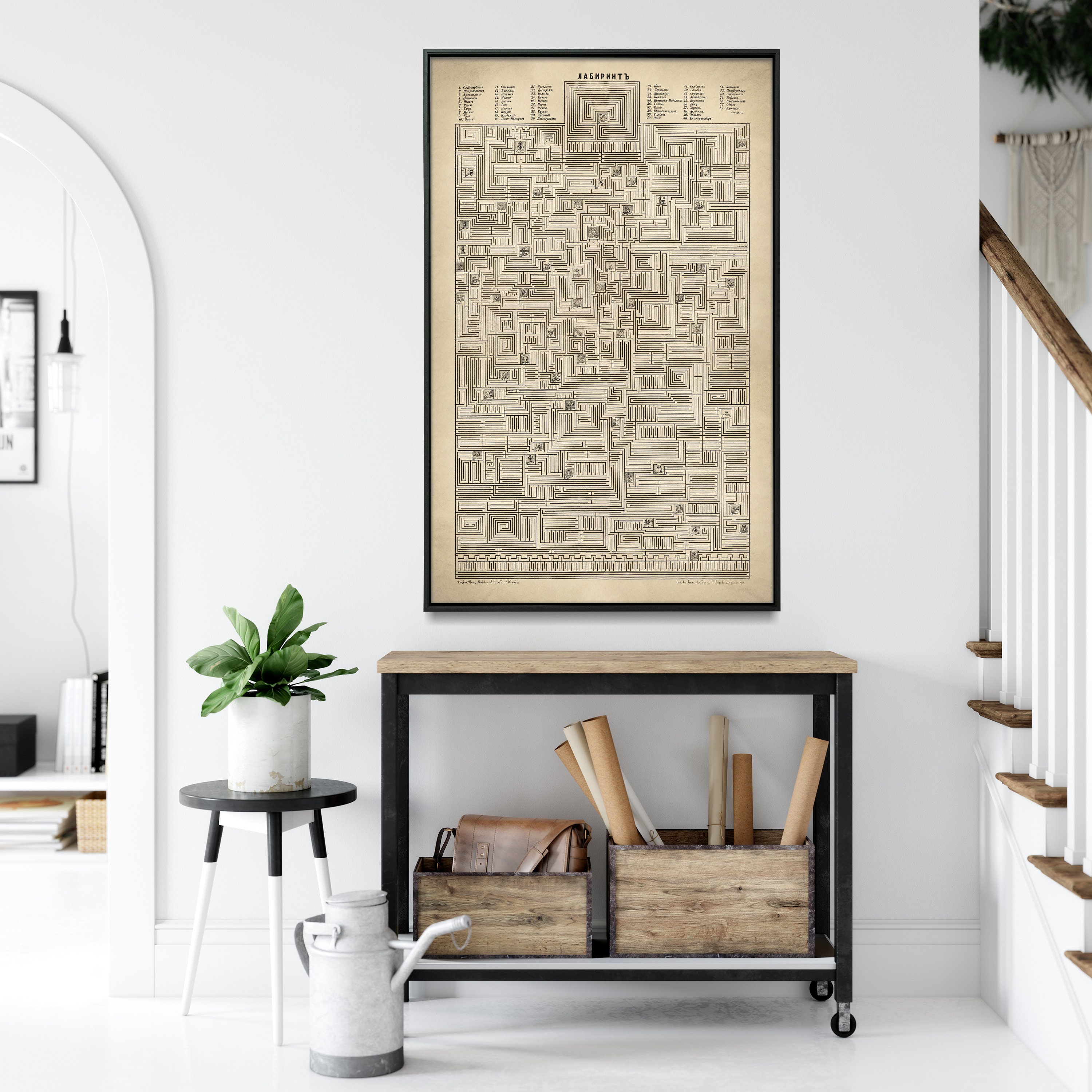 Vintage Labyrinth Art, Maze Map Print, Labyrinth Wall Decor - Etsy