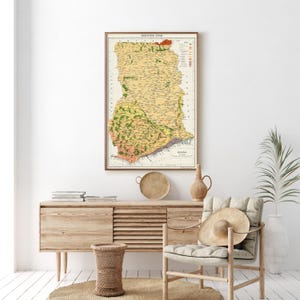 Ghana Vintage Map Print, Ghanaian Home Wall Art Gift, Large Map Poster
