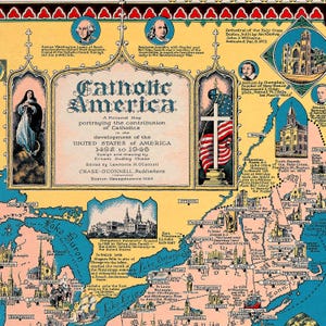 Katholische Amerika Karte: 1946 Vintage USA Faith Map Print Bild 6