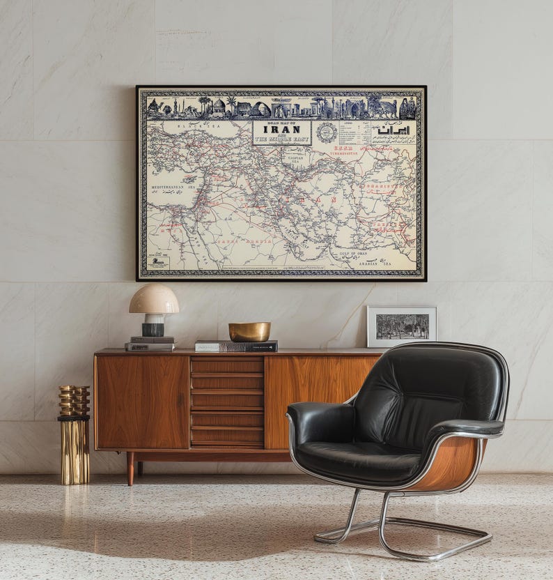 Title: Road map of Iran and the Middle East. Published: 1963.
Printed & Shipped from USA 🇺🇸