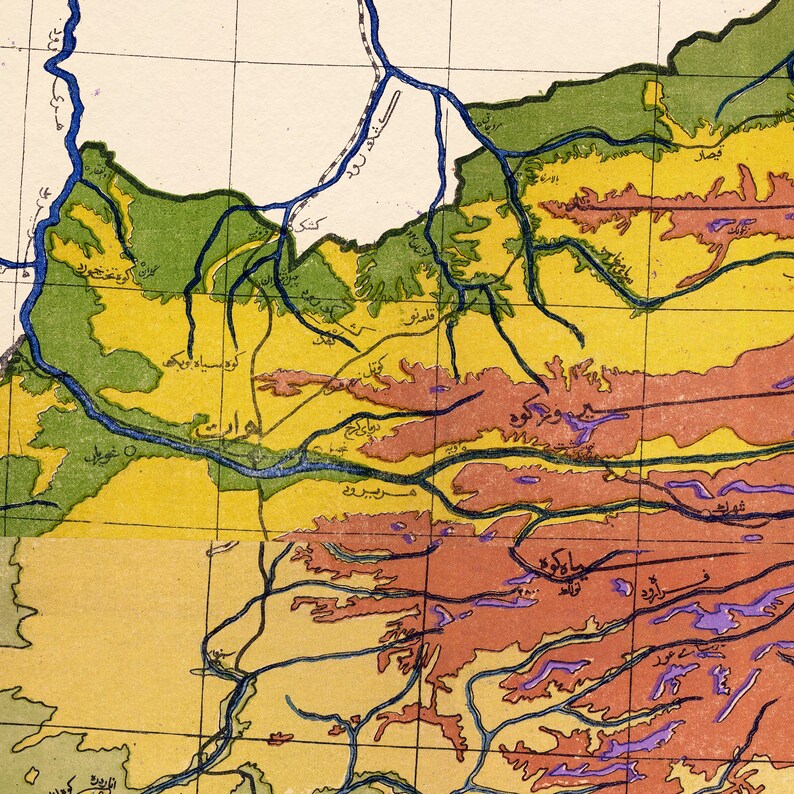 Vintage Afghanistan Pashto Language Map Print Large Map - Etsy