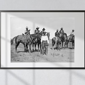 Untold Frontier Stories: Vintage Black & White Photography Print of Black Cowboys, Wild West Wall Art Home Gift