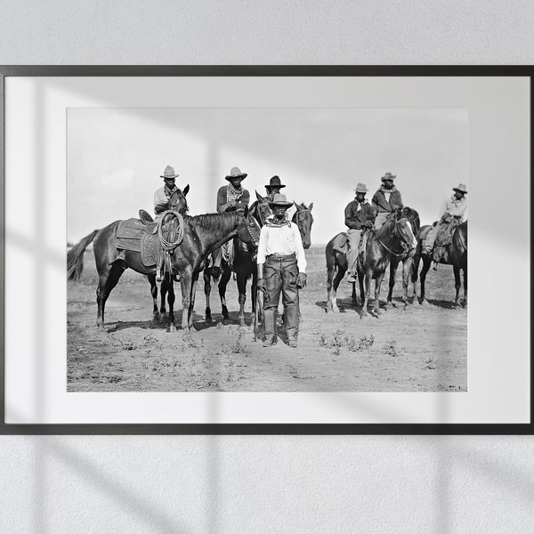 Untold Frontier Stories : impression de photographie noir et blanc vintage de Cowboys noirs | Cadeau pour la maison d'art mural du Far West