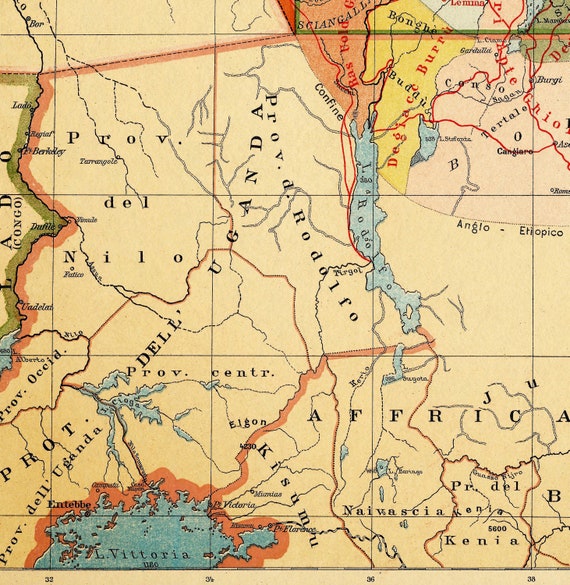 MAP REPRO ANTIQUE 1869 D'ABBADIE ETHIOPIA SAMHAR LARGE ART PRINT LF869 