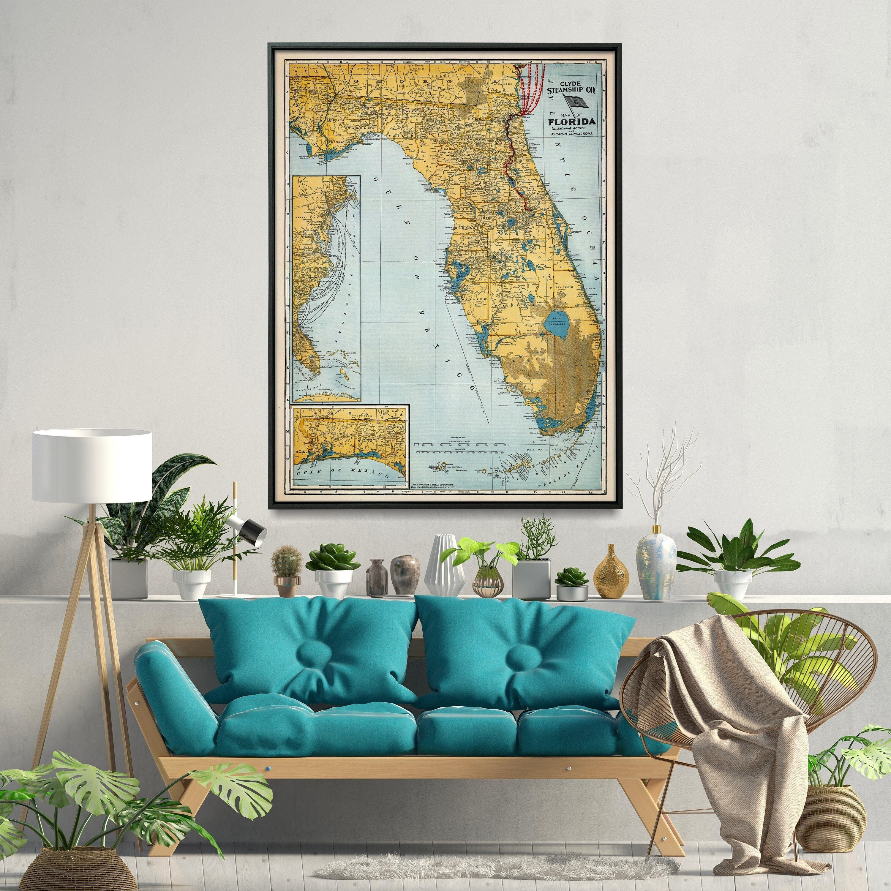 Old Map Of Florida Florida Map Print Florida Wall Art Florida State