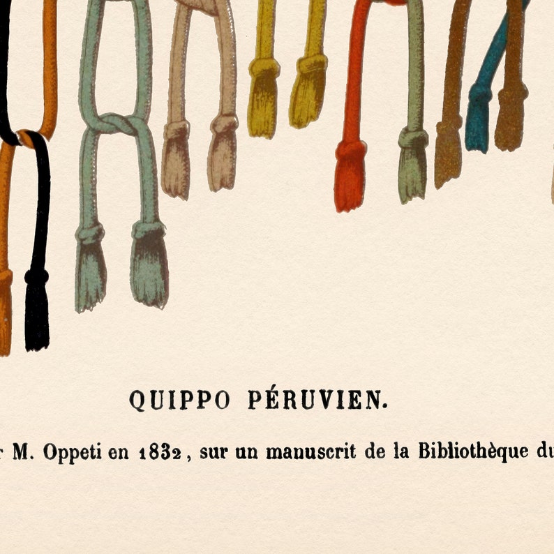 Inca Quipu: Vintage Illustration Print, Inca Empire Wall Art Home Gift ...